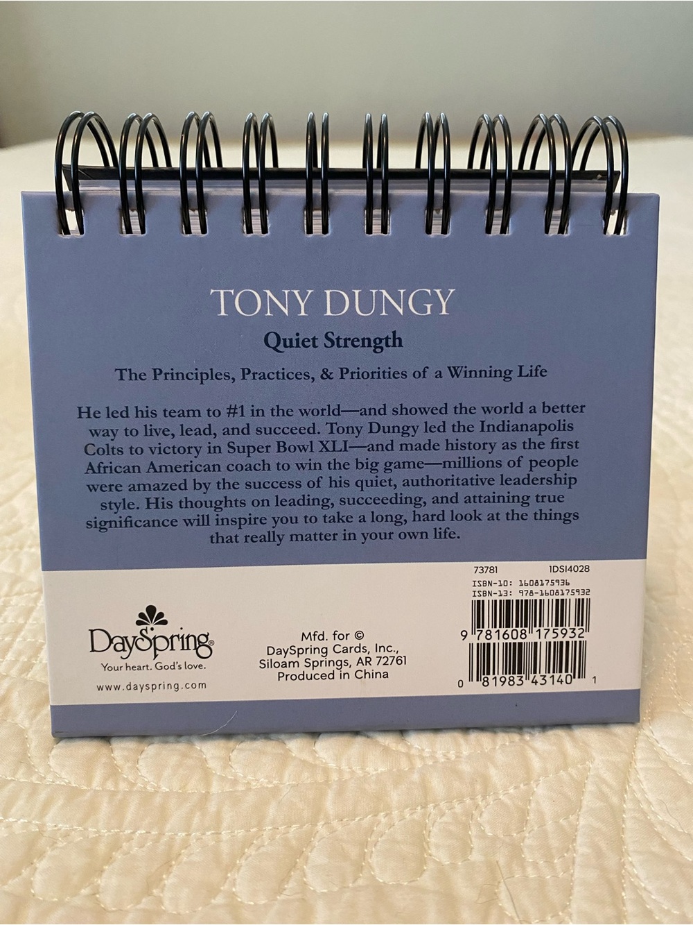 Tony Dungy Quiet Strength Desk Flip Calendar - Navy - Picture 2 of 11